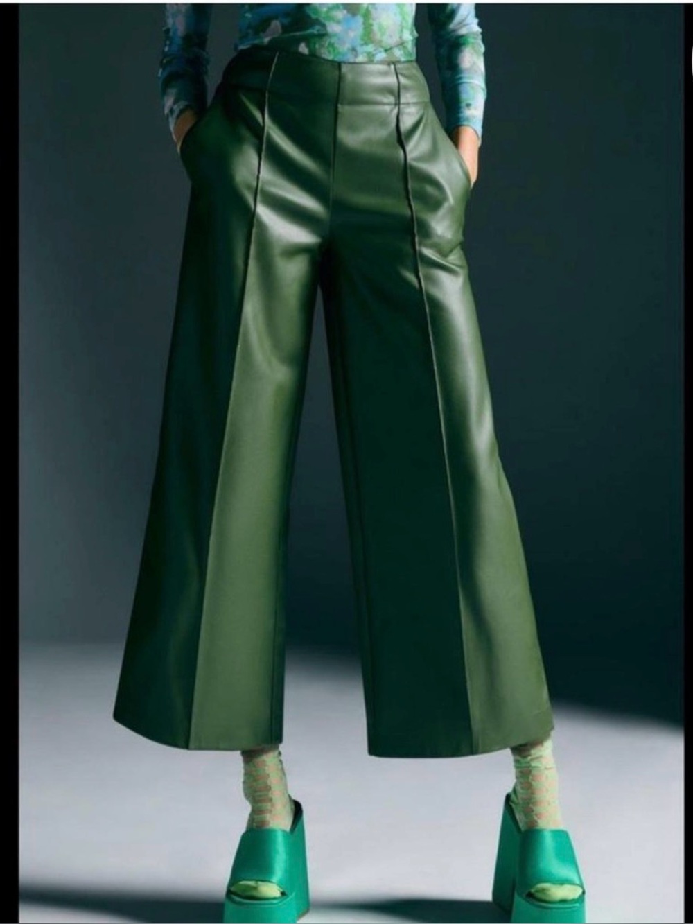 Maeve X Anthropologie Green wide Leg Green Pants